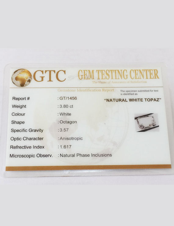 4.22 Ratti (3.80 ct) Natural Certified White Topaz
